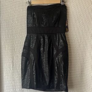 NWT Kouture by Kimora Black Strapless Lace Pattern Dress